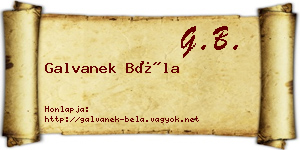 Galvanek Béla névjegykártya